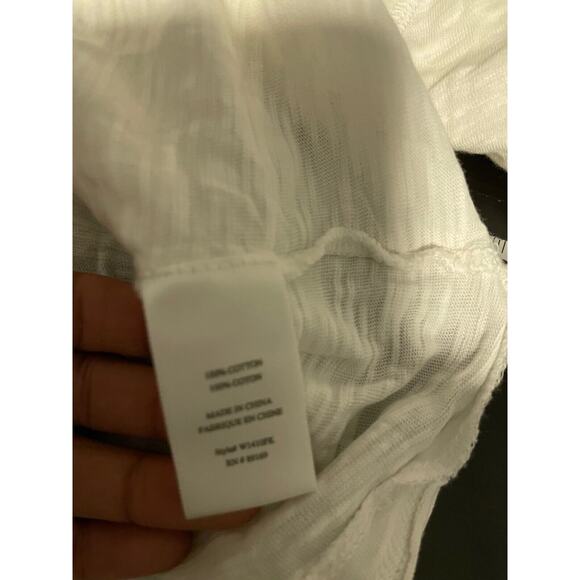 Generra Womens Top XS Cream Short Sleeve Belted Fringe Hem Relaxed Lagenlook - Picture 5 of 8